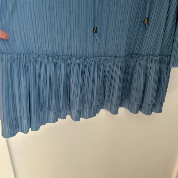 Free People Slate Blue Pleated Mini Dress - Picture 6 of 15